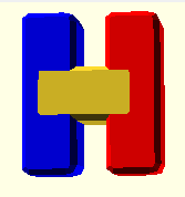 colored bars making the letter H