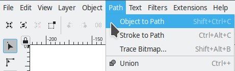 object to path menu option