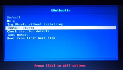 Installing Ubuntu usb menu