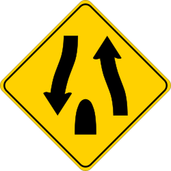 caution divided highway ends