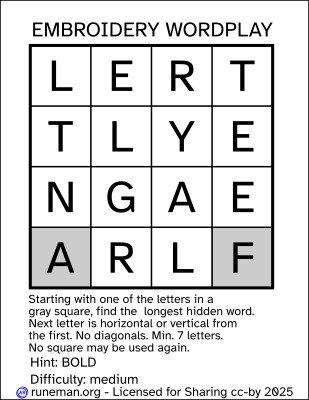 embroidery word search