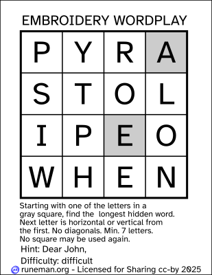 embroidery word search