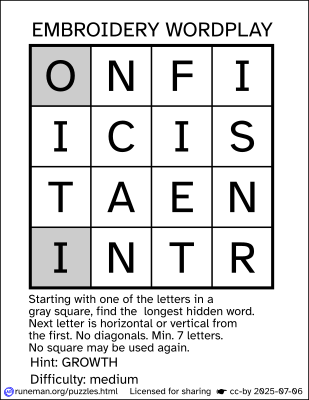 embroidery word search