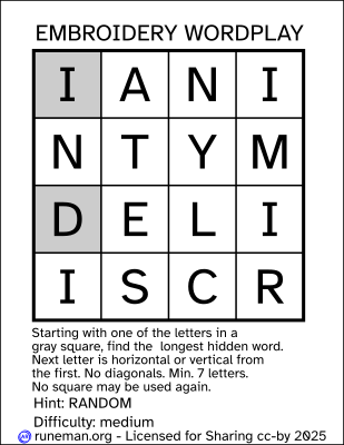 embroidery word search