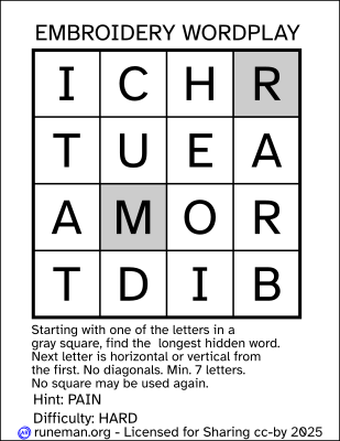 embroidery word search