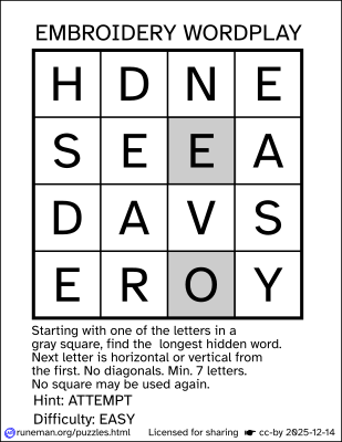 embroidery word search