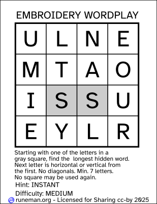 embroidery word search