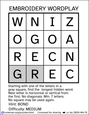 embroidery word search