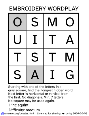 embroidery word search