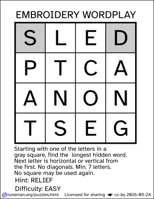 embroidery word search