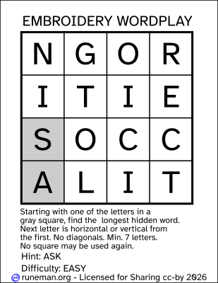 embroidery word search