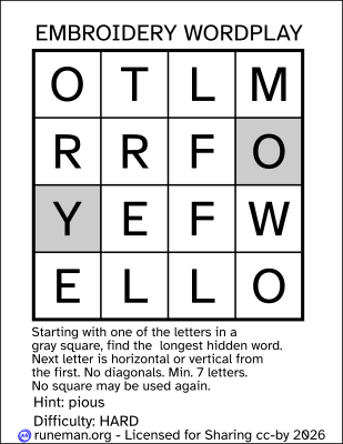 embroidery word search