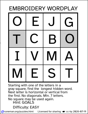 embroidery word search