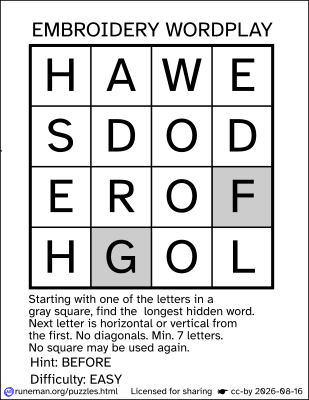 embroidery word search