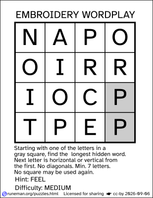 embroidery word search