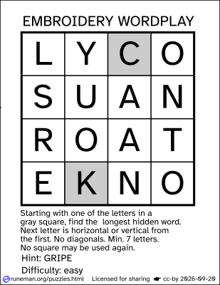 embroidery word search