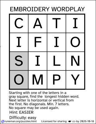 embroidery word search