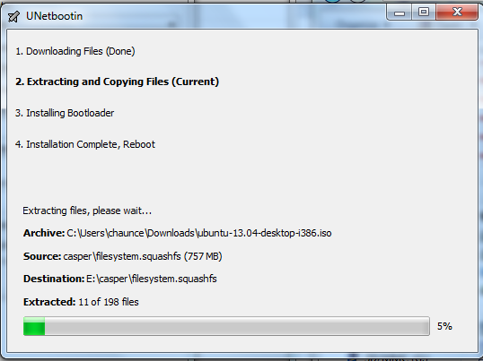 unetbootin step4