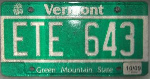 plate: Vermont